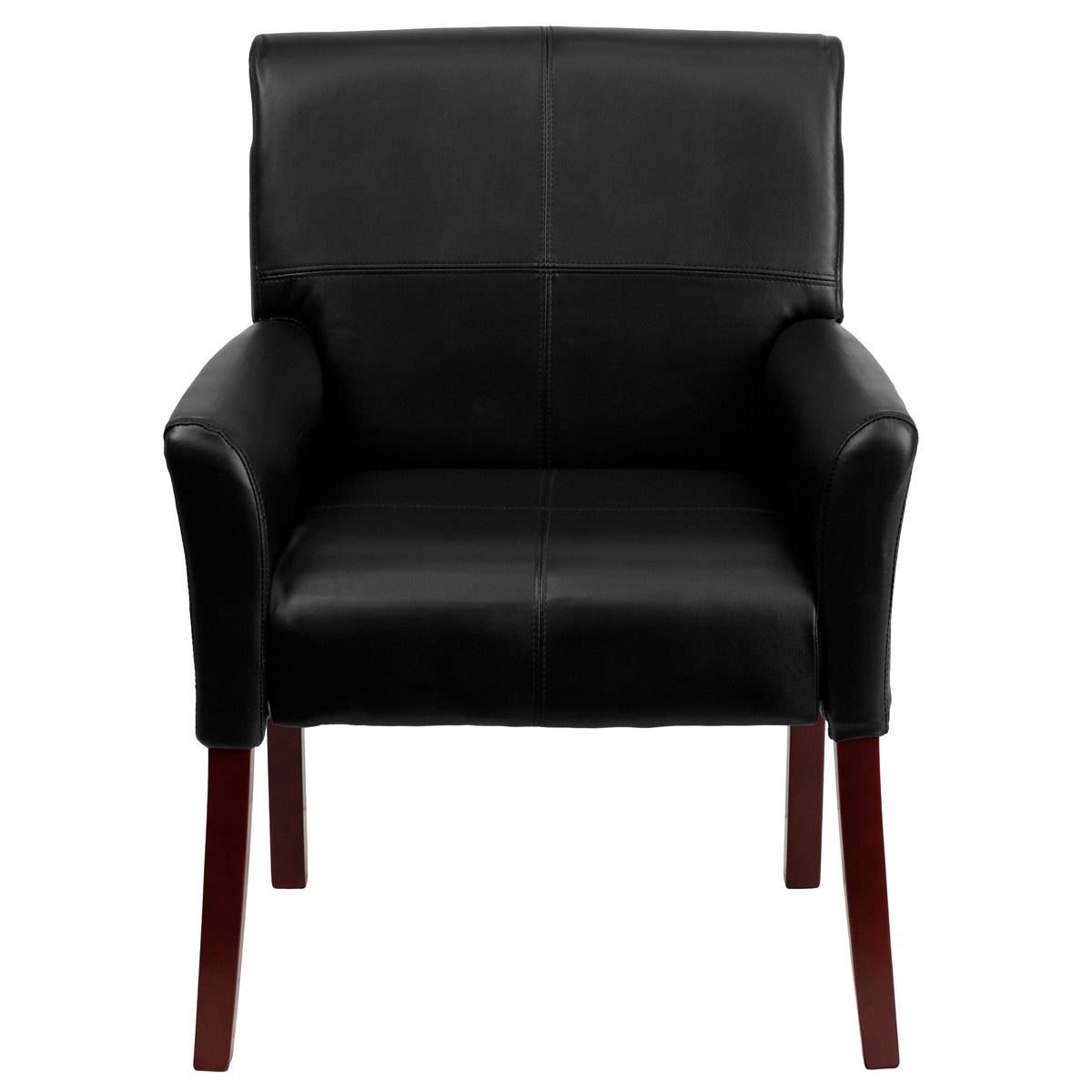 Taylor Black LeatherSoft Executive Side Reception Chair with Mahogany Legs