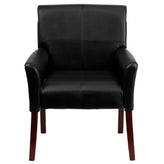 Taylor Black LeatherSoft Executive Side Reception Chair with Mahogany Legs