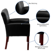 Taylor Black LeatherSoft Executive Side Reception Chair with Mahogany Legs