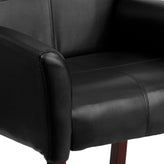 Taylor Black LeatherSoft Executive Side Reception Chair with Mahogany Legs