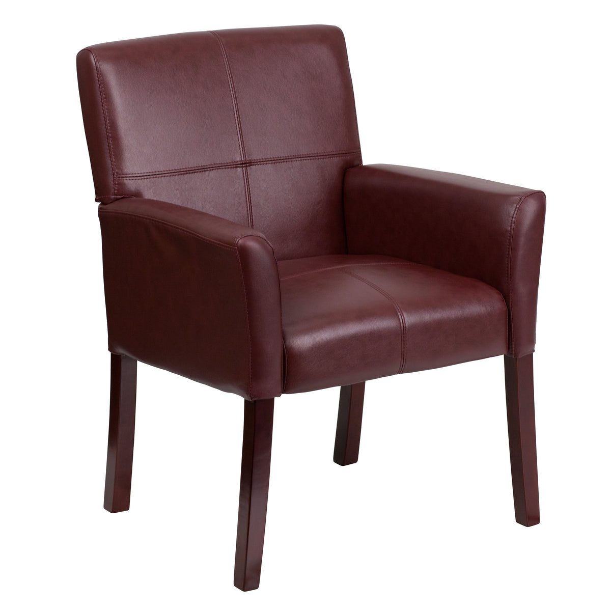 Taylor Burgundy LeatherSoft Executive Side Reception Chair with Mahogany Legs
