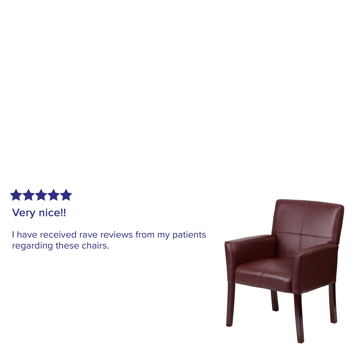 Taylor Burgundy LeatherSoft Executive Side Reception Chair with Mahogany Legs