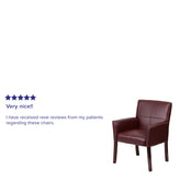 Taylor Burgundy LeatherSoft Executive Side Reception Chair with Mahogany Legs