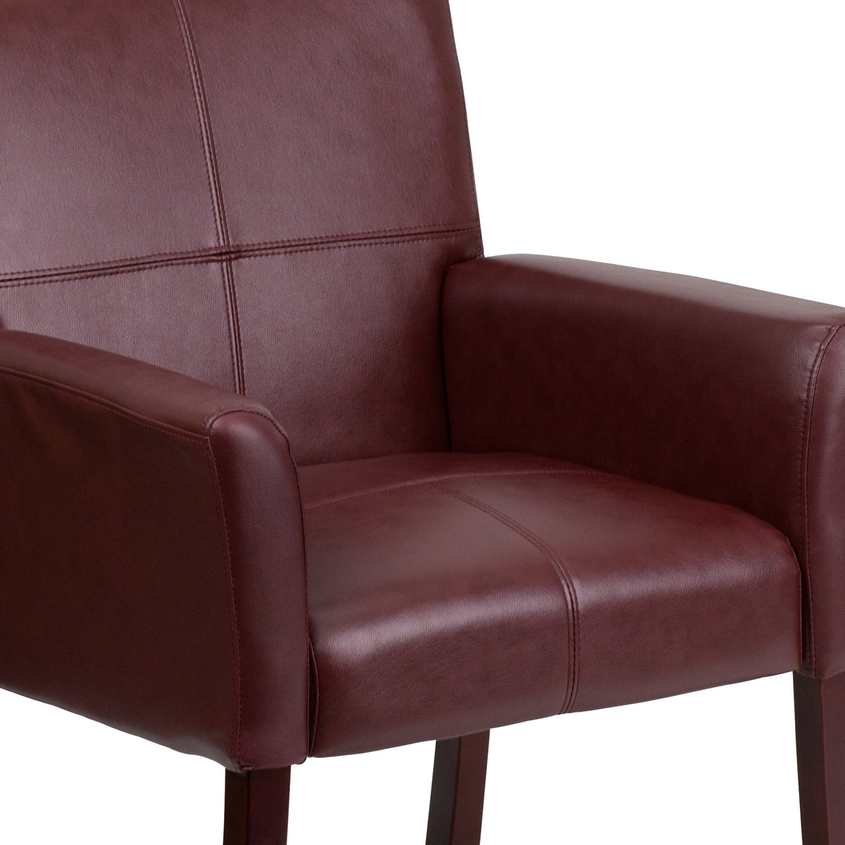 Taylor Burgundy LeatherSoft Executive Side Reception Chair with Mahogany Legs