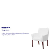 Taylor White LeatherSoft Executive Side Reception Chair with Mahogany Legs