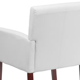 Taylor White LeatherSoft Executive Side Reception Chair with Mahogany Legs