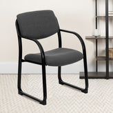 Richie Gray Fabric Executive Side Reception Chair with Sled Base