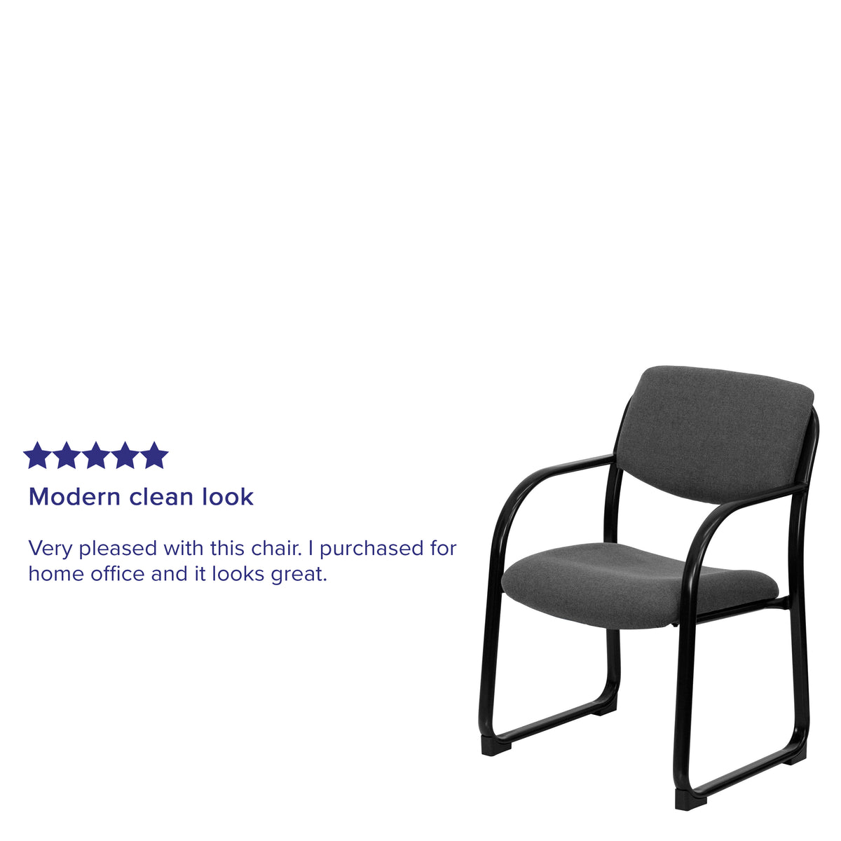 Richie Gray Fabric Executive Side Reception Chair with Sled Base