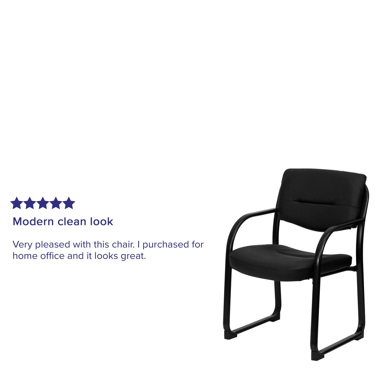 Donny Black LeatherSoft Executive Side Reception Chair with Sled Base