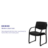 Donny Black LeatherSoft Executive Side Reception Chair with Sled Base