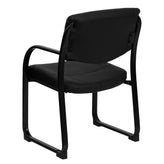 Donny Black LeatherSoft Executive Side Reception Chair with Sled Base