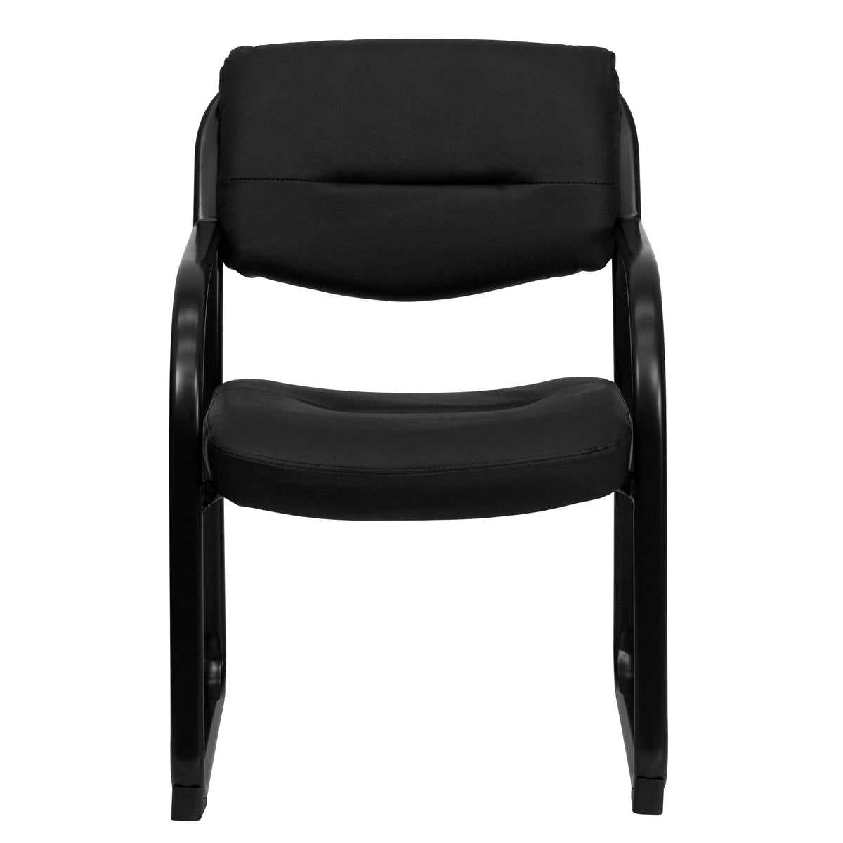 Donny Black LeatherSoft Executive Side Reception Chair with Sled Base