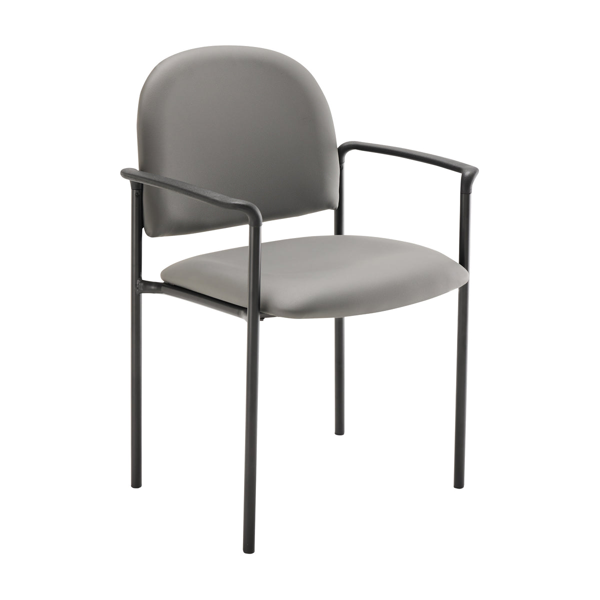 Tiffany Comfort Gray Vinyl Stackable Steel Side Reception Chair with Arms
