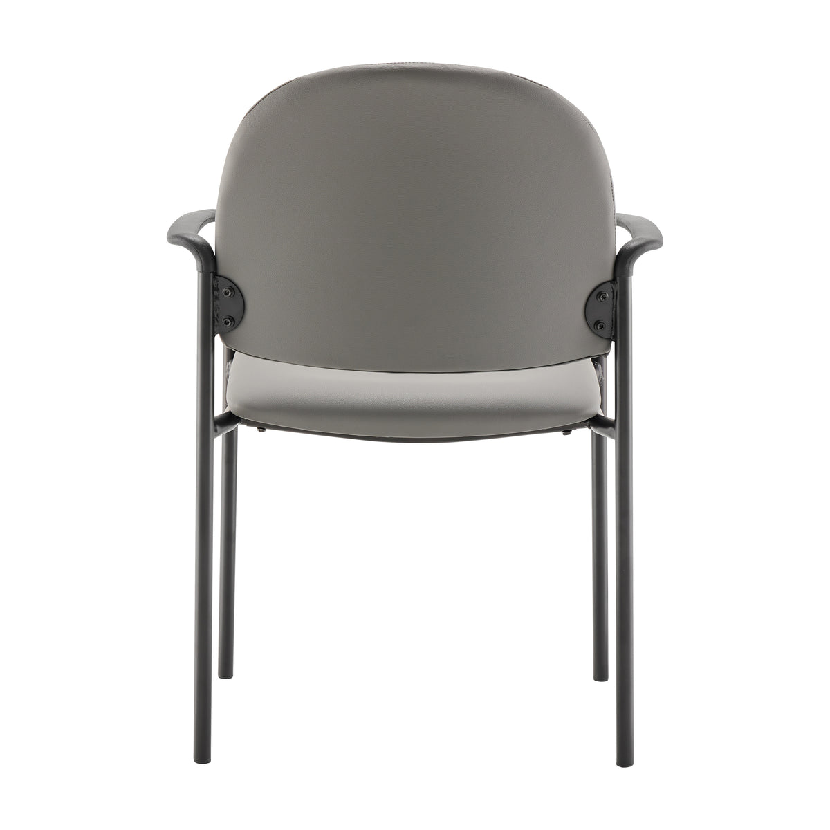 Tiffany Comfort Gray Vinyl Stackable Steel Side Reception Chair with Arms