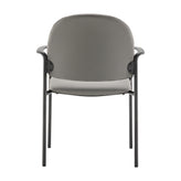 Tiffany Comfort Gray Vinyl Stackable Steel Side Reception Chair with Arms
