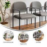 Tiffany Comfort Gray Vinyl Stackable Steel Side Reception Chair with Arms