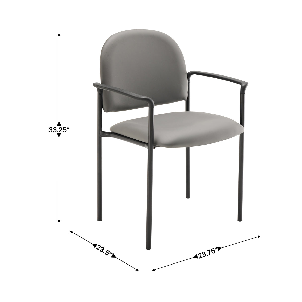 Tiffany Comfort Gray Vinyl Stackable Steel Side Reception Chair with Arms