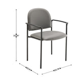 Tiffany Comfort Gray Vinyl Stackable Steel Side Reception Chair with Arms