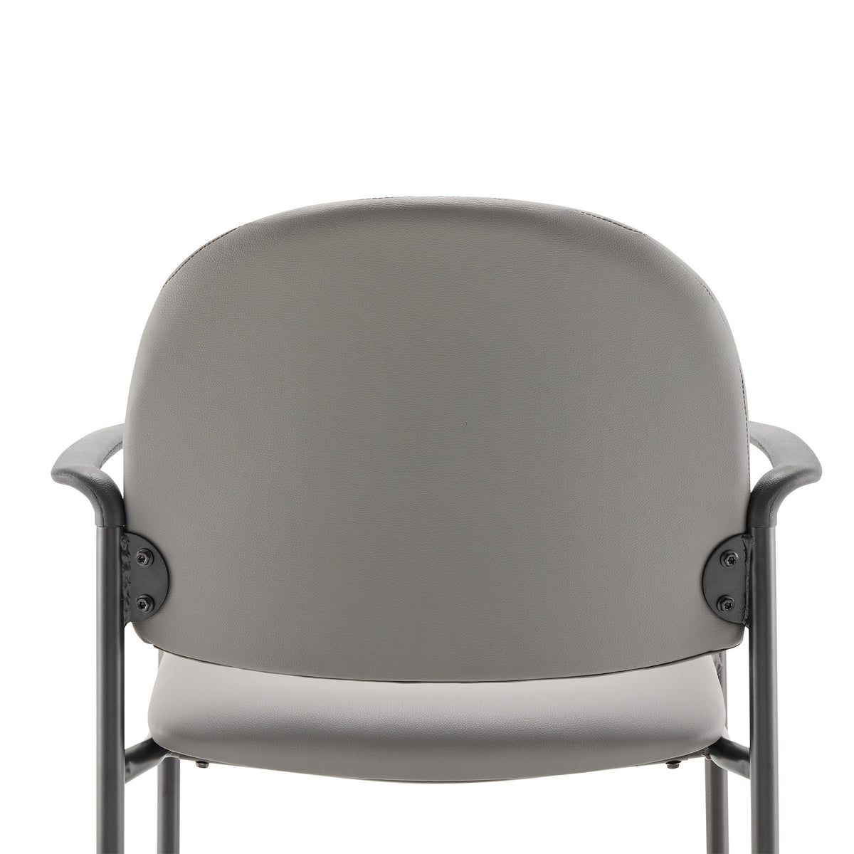 Tiffany Comfort Gray Vinyl Stackable Steel Side Reception Chair with Arms