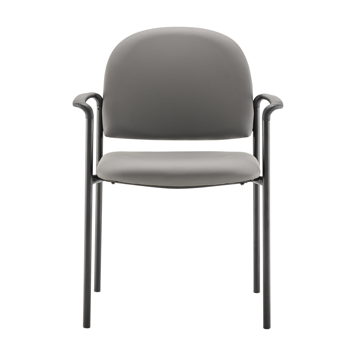 Tiffany Comfort Gray Vinyl Stackable Steel Side Reception Chair with Arms