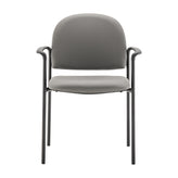 Tiffany Comfort Gray Vinyl Stackable Steel Side Reception Chair with Arms