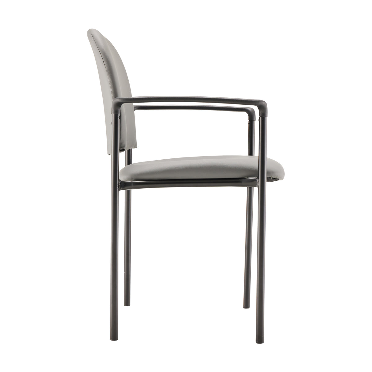 Tiffany Comfort Gray Vinyl Stackable Steel Side Reception Chair with Arms