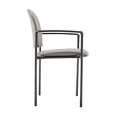 Tiffany Comfort Gray Vinyl Stackable Steel Side Reception Chair with Arms