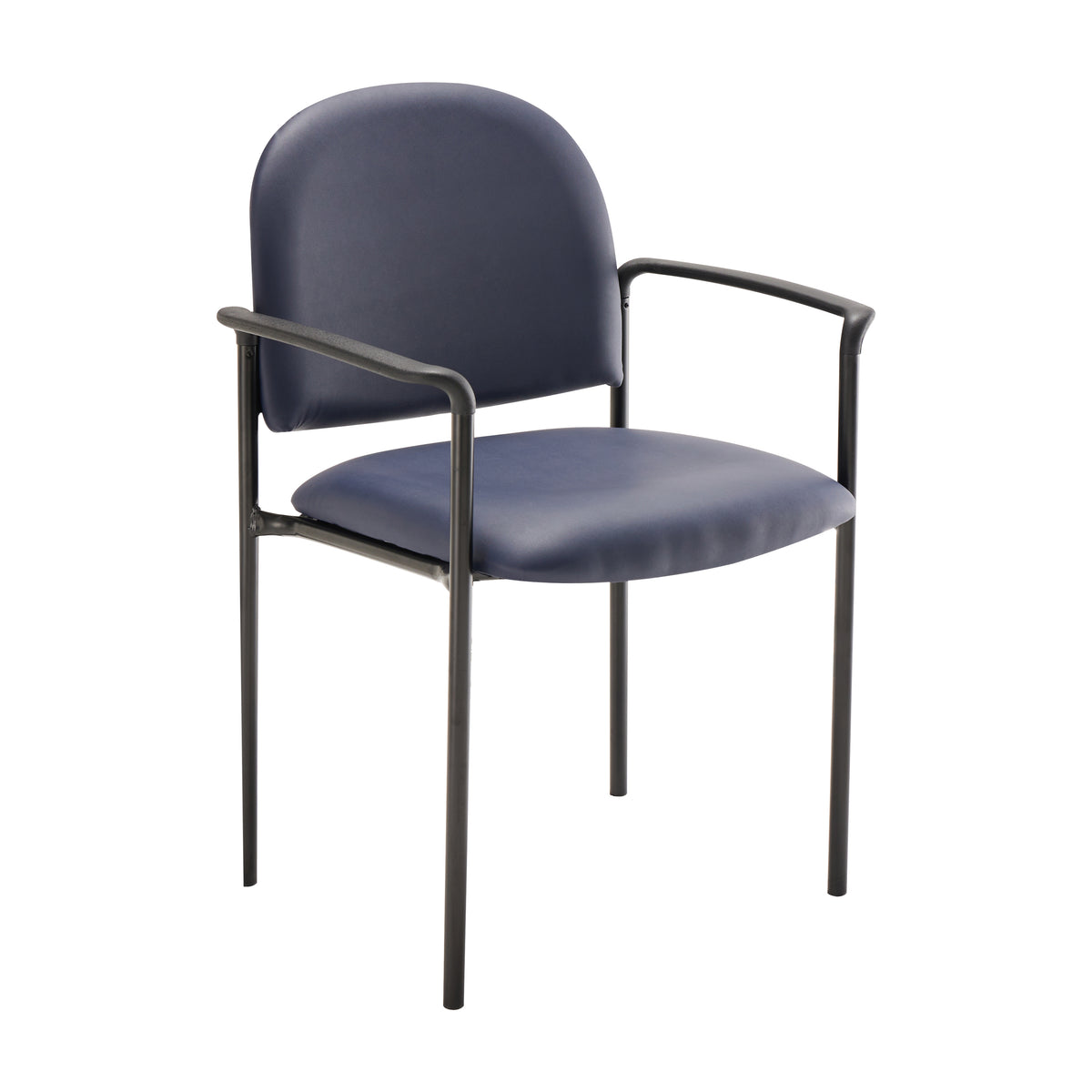 Tiffany Comfort Navy Vinyl Stackable Steel Side Reception Chair with Arms