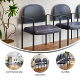 Tiffany Comfort Navy Vinyl Stackable Steel Side Reception Chair with Arms