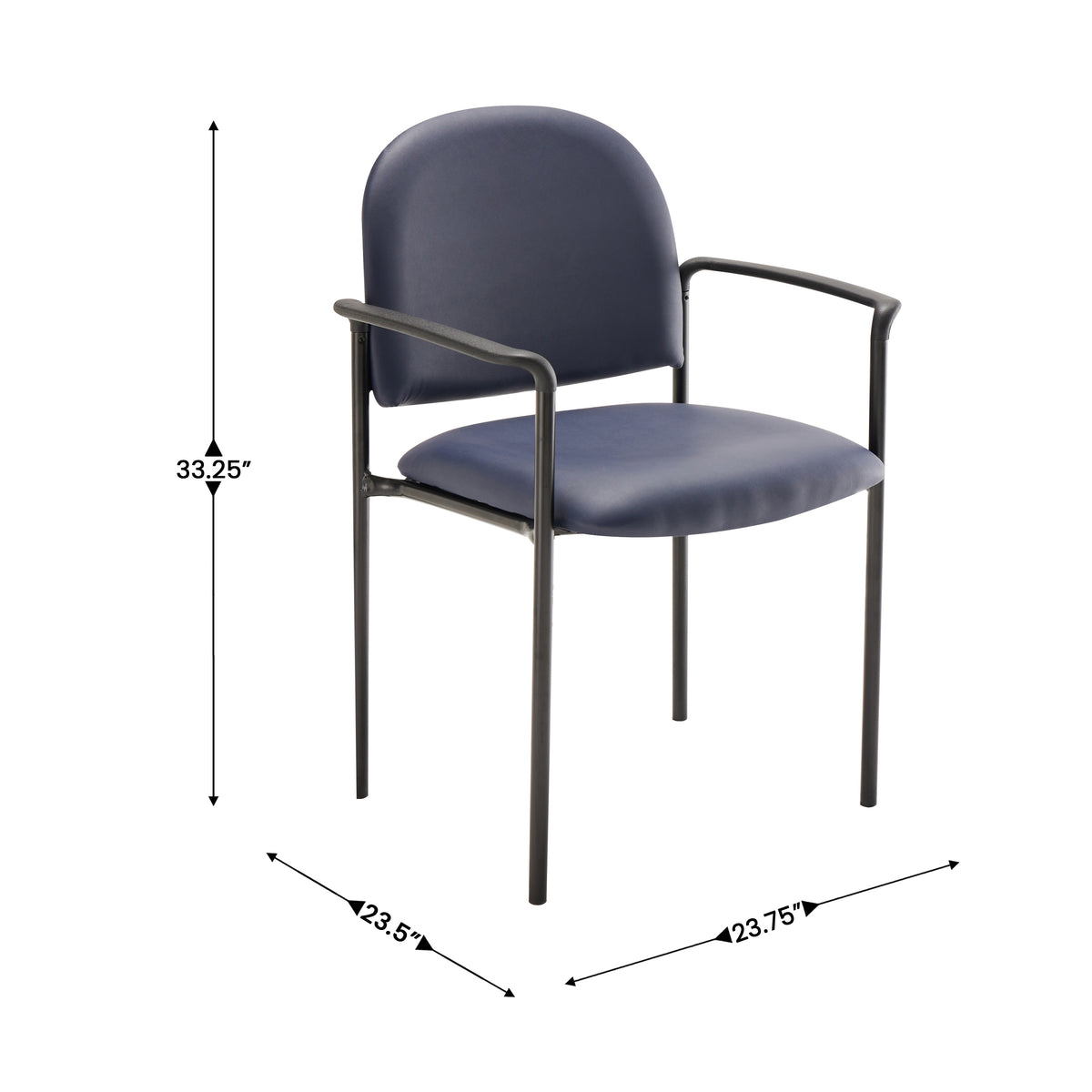 Tiffany Comfort Navy Vinyl Stackable Steel Side Reception Chair with Arms