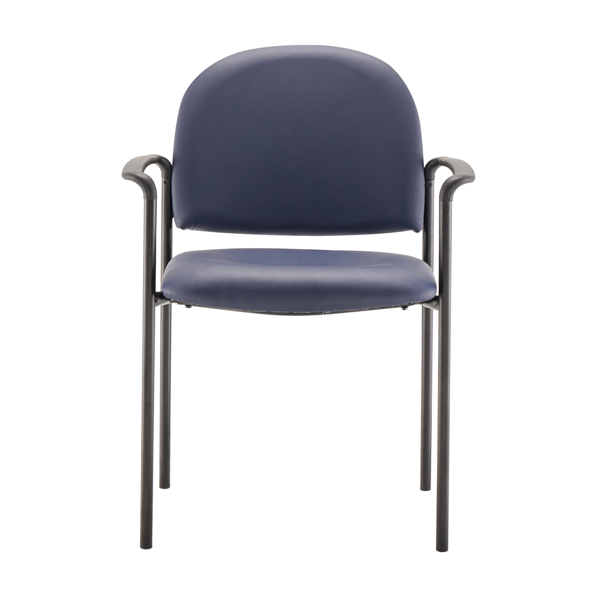 Tiffany Comfort Navy Vinyl Stackable Steel Side Reception Chair with Arms