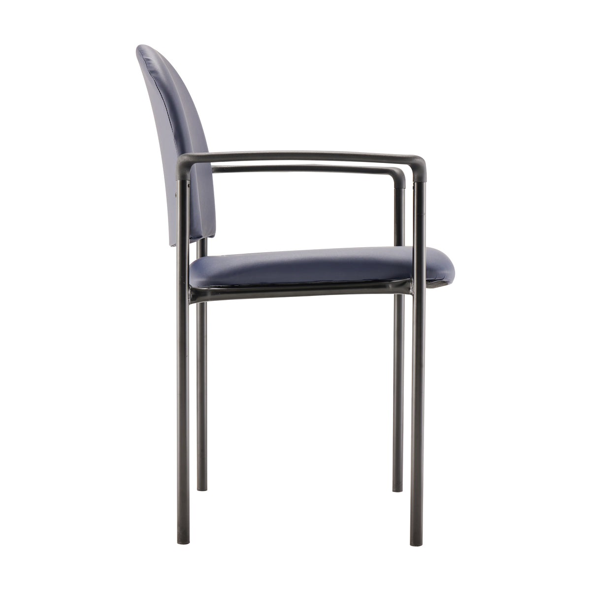Tiffany Comfort Navy Vinyl Stackable Steel Side Reception Chair with Arms