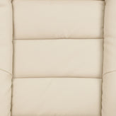 Bali Contemporary Multi-Position Recliner with Horizontal Stitching and Ottoman with Swivel Mahogany Wood Base in Beige LeatherSoft