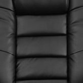 Bali Contemporary Multi-Position Recliner with Horizontal Stitching and Ottoman with Swivel Mahogany Wood Base in Black LeatherSoft