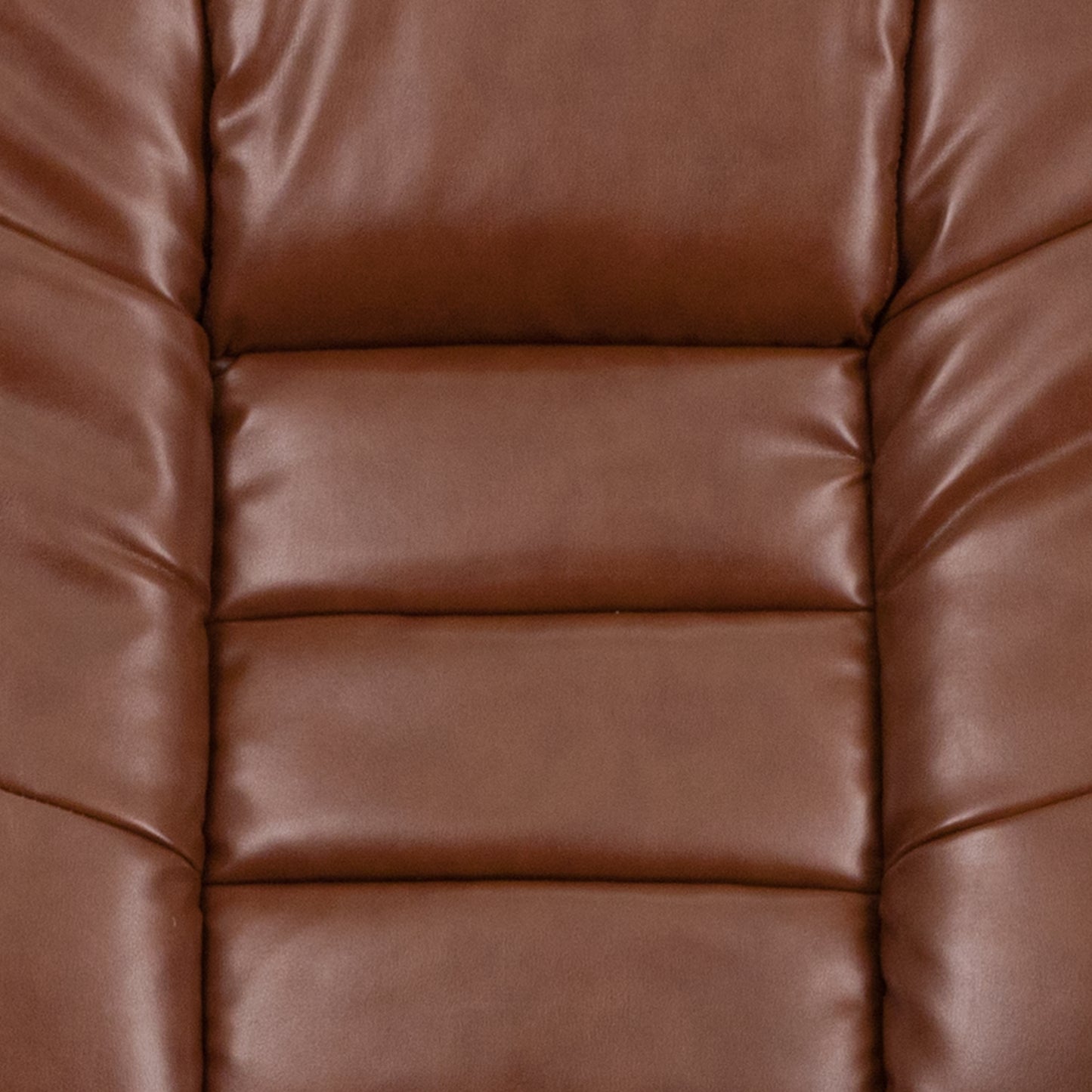 Bali Contemporary Multi-Position Recliner with Horizontal Stitching and Ottoman with Swivel Mahogany Wood Base in Brown Vintage Leather