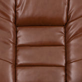 Bali Contemporary Multi-Position Recliner with Horizontal Stitching and Ottoman with Swivel Mahogany Wood Base in Brown Vintage Leather