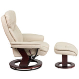 Allie Recliner Chair with Ottoman | Beige LeatherSoft Swivel Recliner Chair with Ottoman Footrest