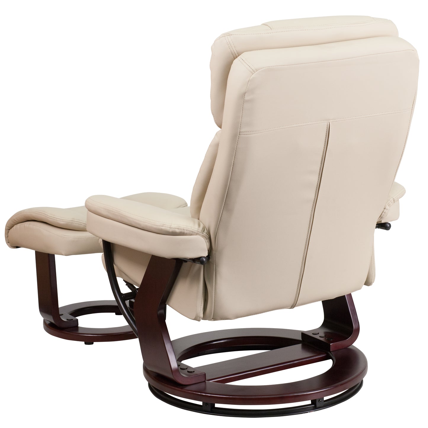 Allie Recliner Chair with Ottoman | Beige LeatherSoft Swivel Recliner Chair with Ottoman Footrest