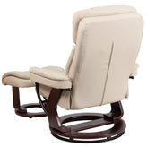 Allie Recliner Chair with Ottoman | Beige LeatherSoft Swivel Recliner Chair with Ottoman Footrest