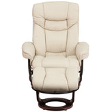 Allie Recliner Chair with Ottoman | Beige LeatherSoft Swivel Recliner Chair with Ottoman Footrest