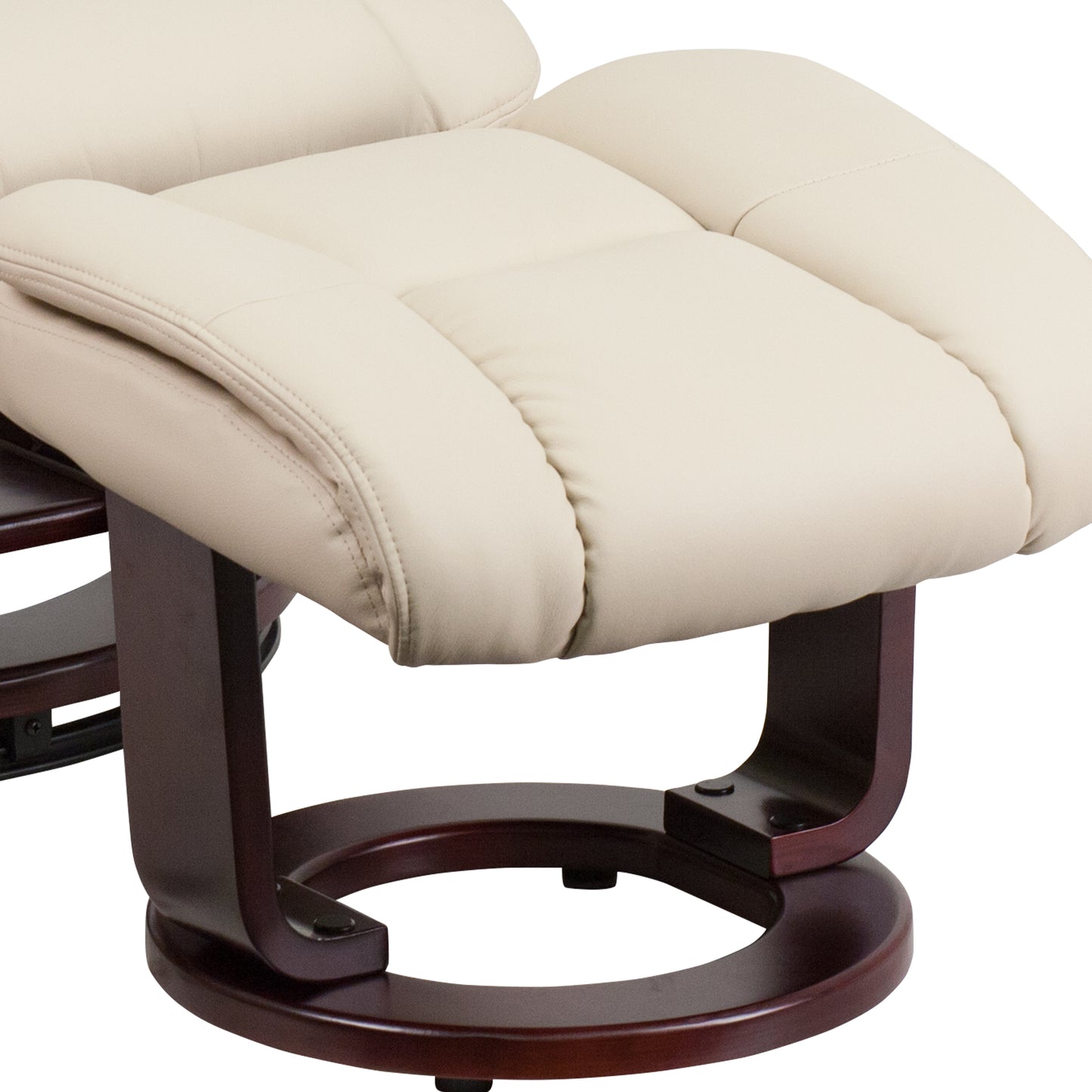 Allie Recliner Chair with Ottoman | Beige LeatherSoft Swivel Recliner Chair with Ottoman Footrest