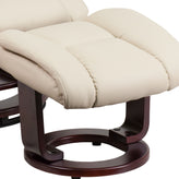Allie Recliner Chair with Ottoman | Beige LeatherSoft Swivel Recliner Chair with Ottoman Footrest