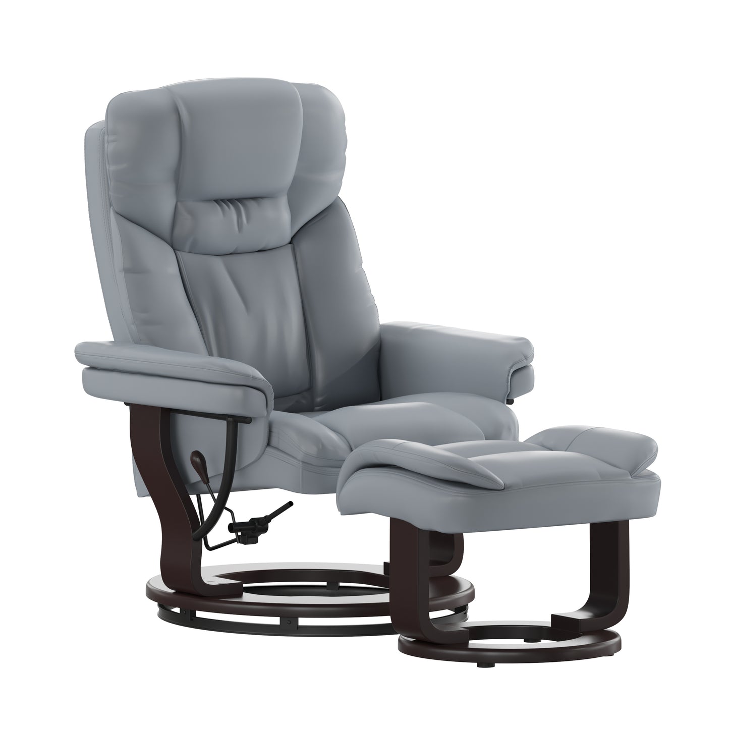 Allie Recliner Chair with Ottoman | Gray LeatherSoft Swivel Recliner Chair with Ottoman Footrest