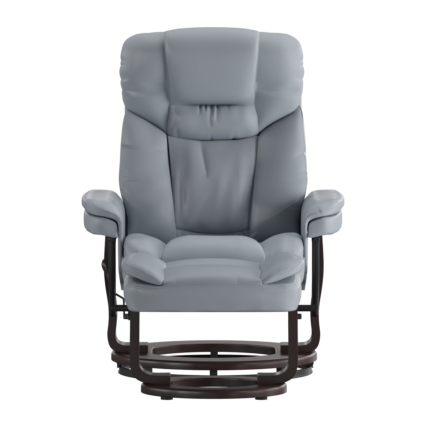 Allie Recliner Chair with Ottoman | Gray LeatherSoft Swivel Recliner Chair with Ottoman Footrest