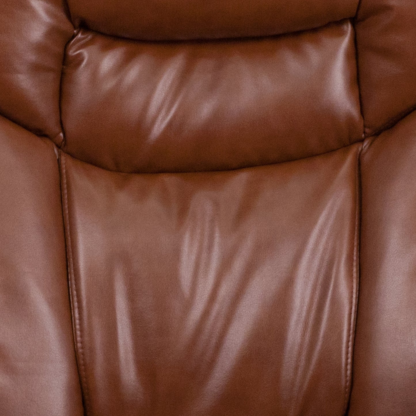Allie Contemporary Multi-Position Recliner and Curved Ottoman with Swivel Mahogany Wood Base in Brown Vintage LeatherSoft