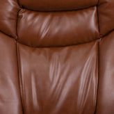 Allie Contemporary Multi-Position Recliner and Curved Ottoman with Swivel Mahogany Wood Base in Brown Vintage LeatherSoft