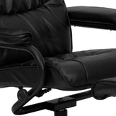 Rachel Contemporary Multi-Position Recliner and Ottoman with Wrapped Base in Black LeatherSoft
