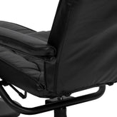 Rachel Contemporary Multi-Position Recliner and Ottoman with Wrapped Base in Black LeatherSoft