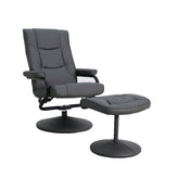 Rachel Contemporary Multi-Position Recliner and Ottoman with Wrapped Base in Gray LeatherSoft