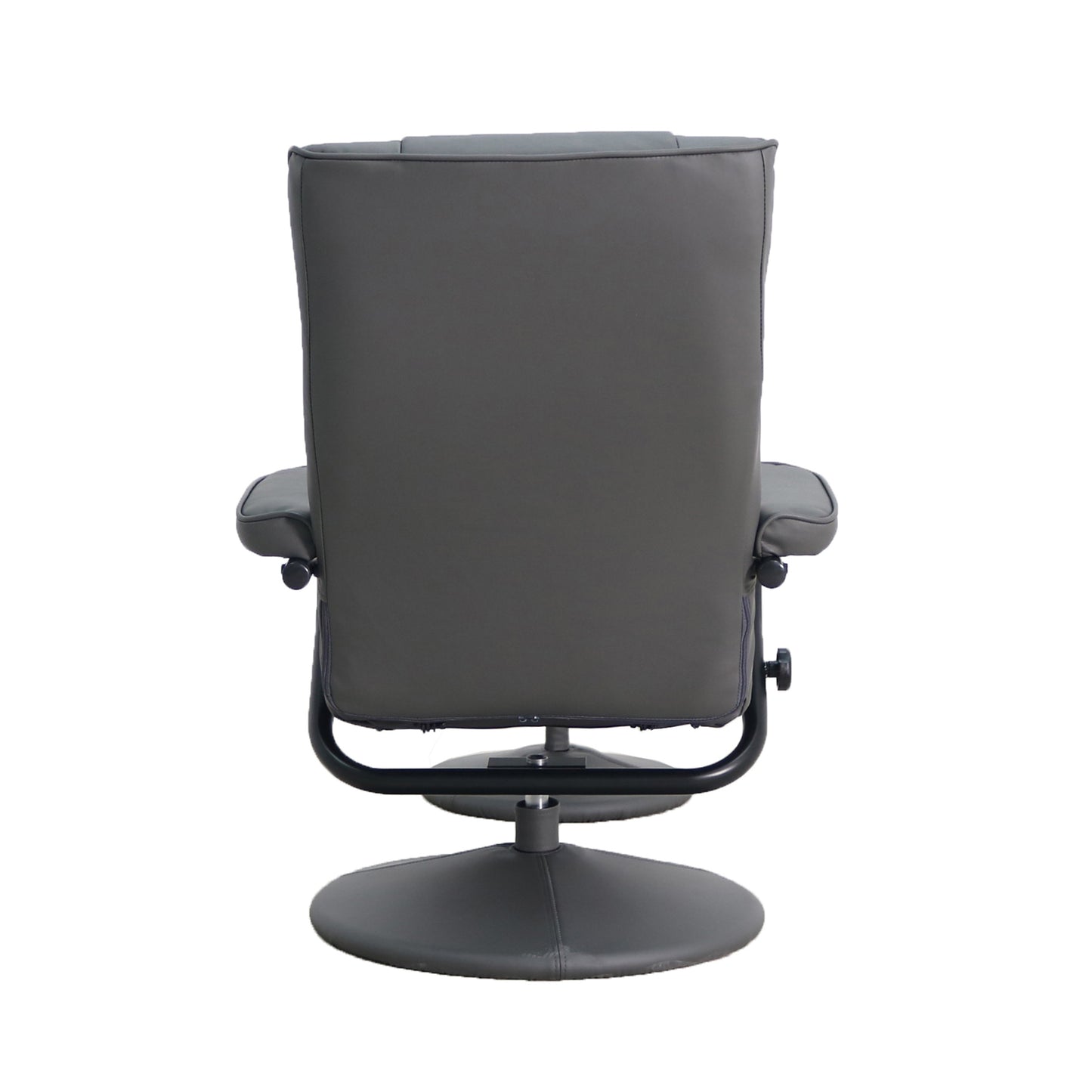 Rachel Contemporary Multi-Position Recliner and Ottoman with Wrapped Base in Gray LeatherSoft